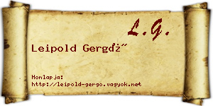 Leipold Gergő névjegykártya